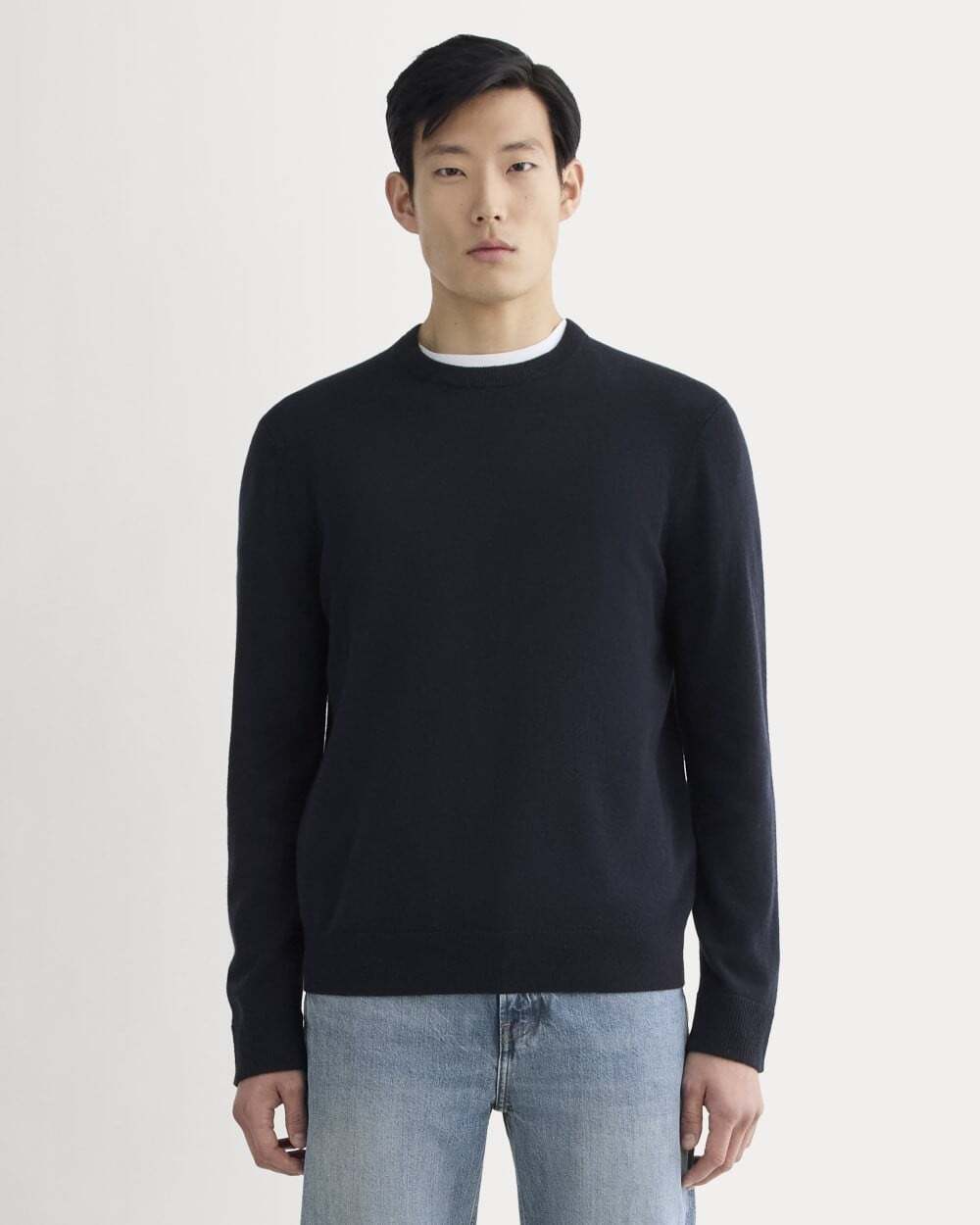 Everlane Men L The Grade A Cashmere Sweater Crew Neck Navy Blue Long Sleeve NEW